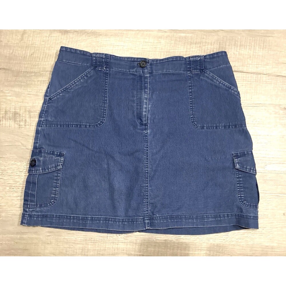 Vintage Chaus Denim Skort Size 14 Stretch Cargo Pockets Short Skirt